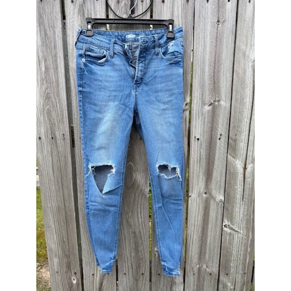 Old Navy Rockstar Super Skinny High Rise Distressed Blue Jeans Womens 4 Med Wash